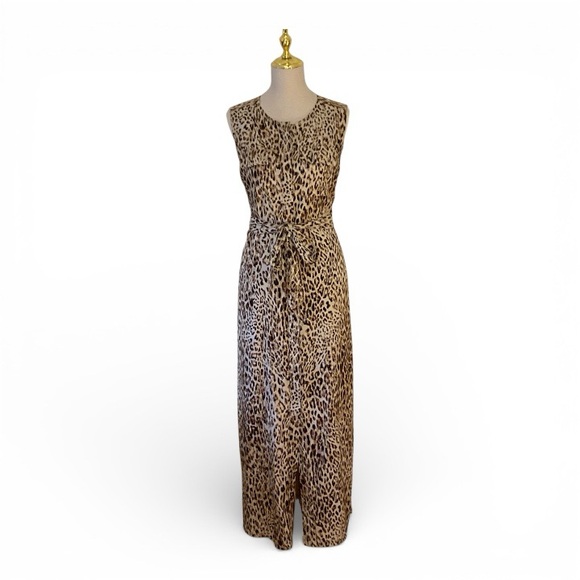 Banana Republic Dresses & Skirts - Banana Republic Leopard Print Sleeveless Belted Safari Midi Dress Size M